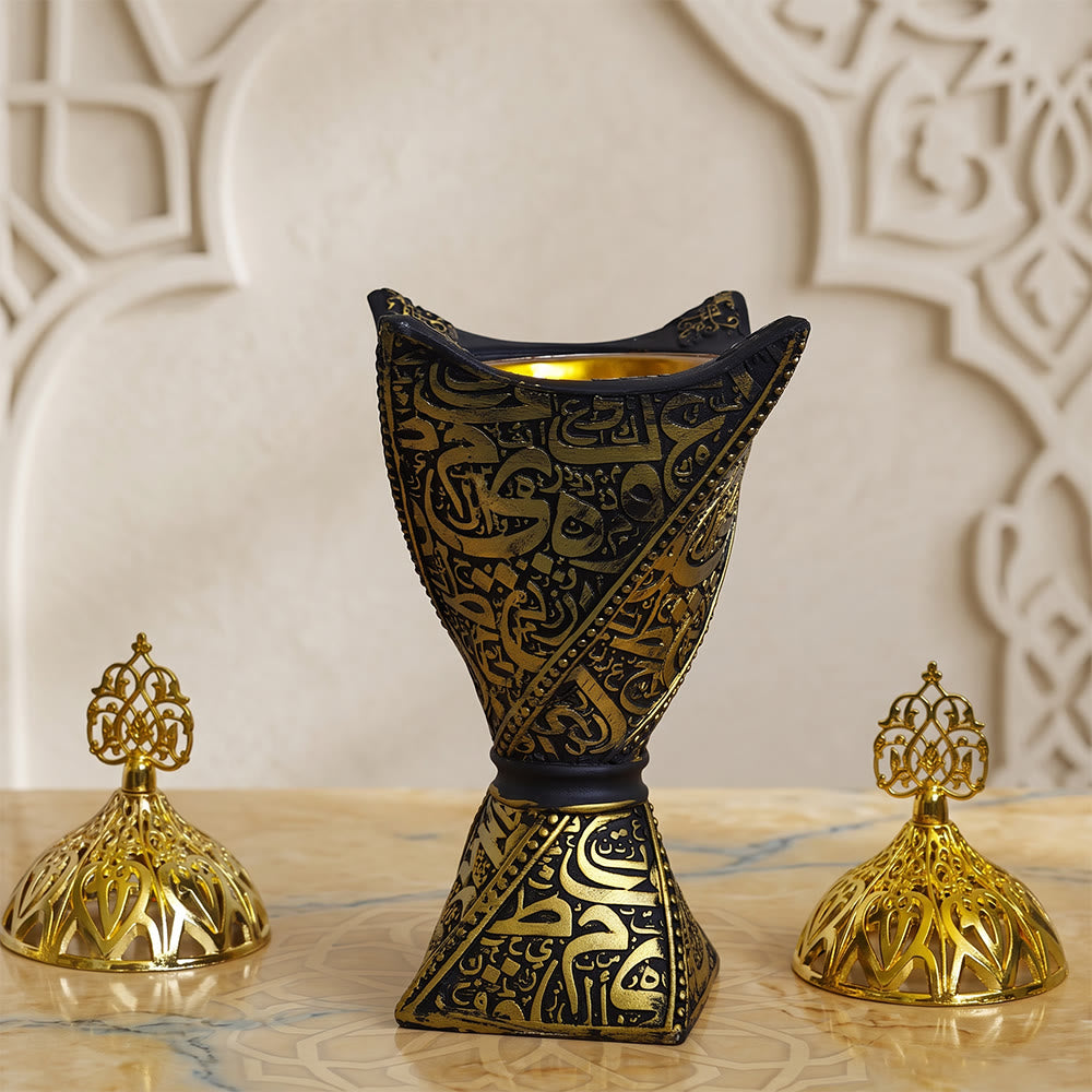 HilalHaven "Scripted Aura" Carved Resin Incense Bakhoor Burner - image 2