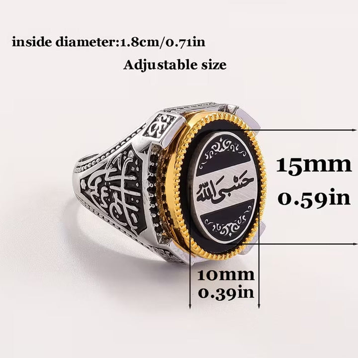 HilalHaven Vintage Crest Engraved Oval Signet Ring — Ornate Geometric‑Carved Copper Band - Golden - image 9