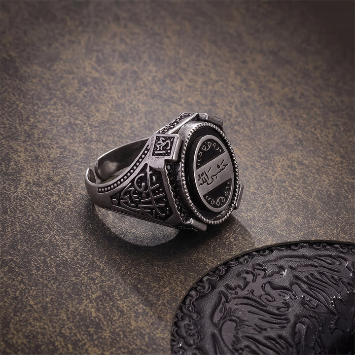 HilalHaven Vintage Crest Engraved Oval Signet Ring — Ornate Geometric‑Carved Copper Band - image 17