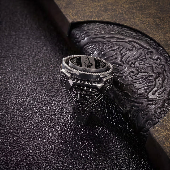 HilalHaven Vintage Crest Engraved Oval Signet Ring — Ornate Geometric‑Carved Copper Band - image 16