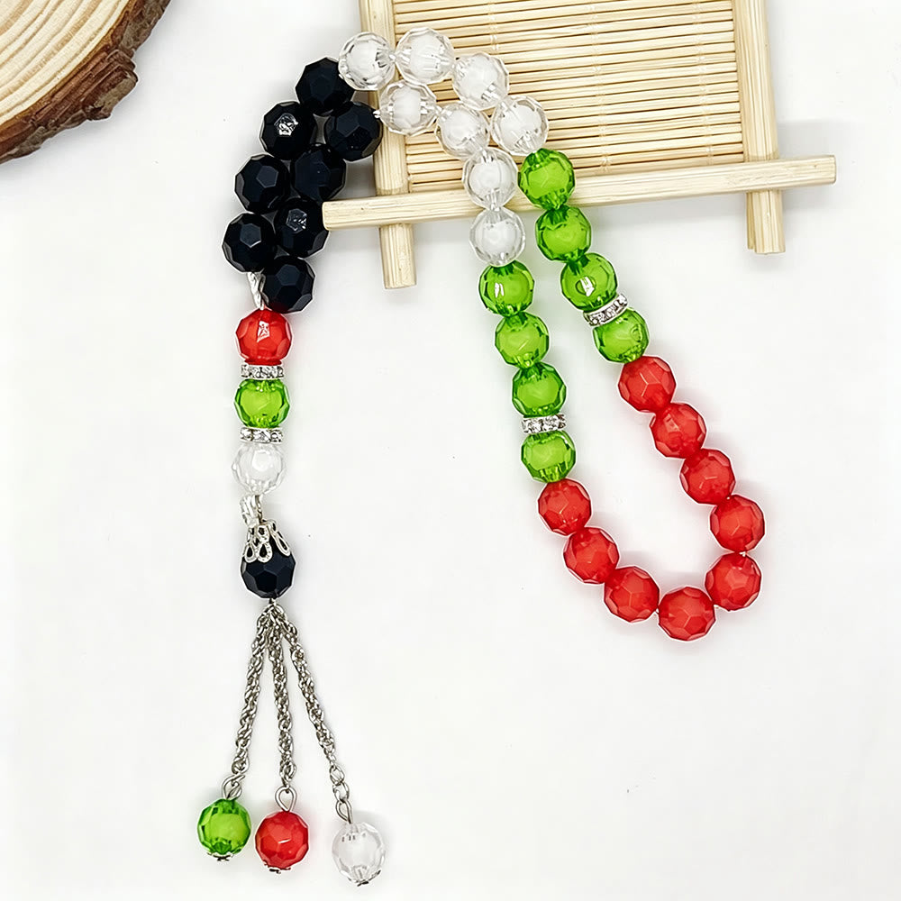 HilalHaven Strand of Hope Palestine‑Coloured Multi‑Tone Faceted 33 Beads Tasbih - image 0