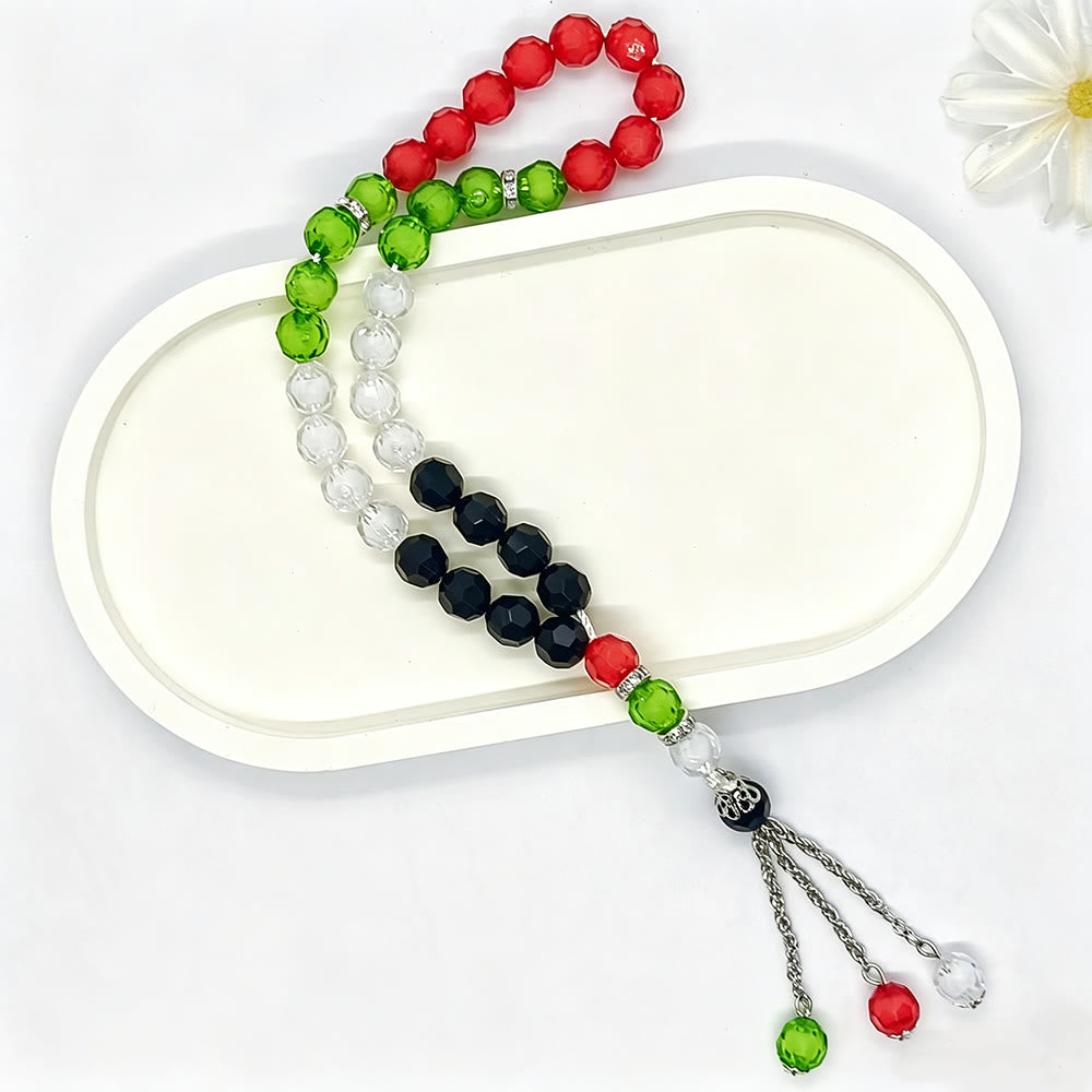 HilalHaven Strand of Hope Palestine‑Coloured Multi‑Tone Faceted 33 Beads Tasbih - image 3