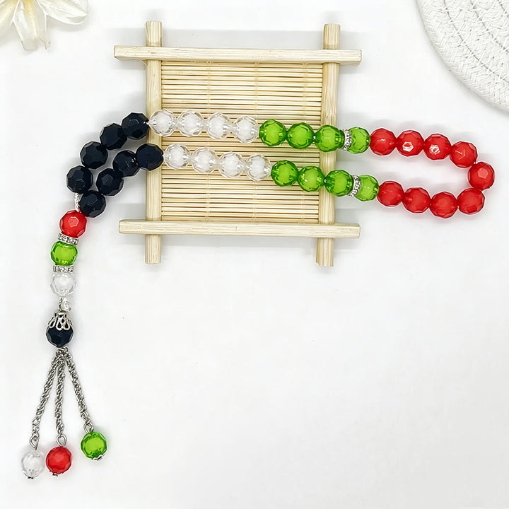 HilalHaven Strand of Hope Palestine‑Coloured Multi‑Tone Faceted 33 Beads Tasbih - image 4