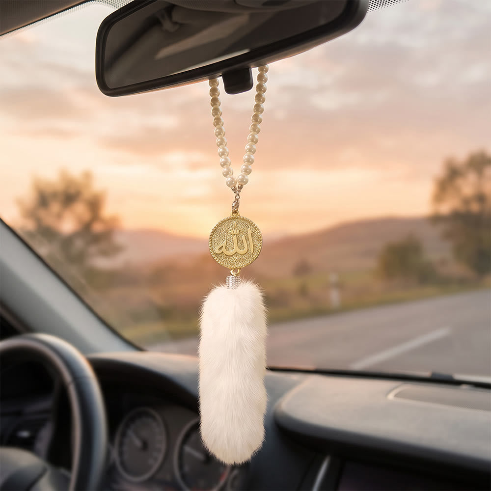 HilalHaven Peaceful Sway Allah Luxe Pearl & Plush Car Pendant - image 0