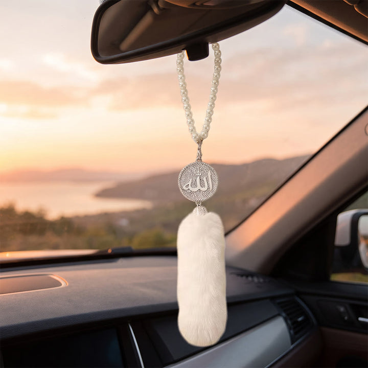 HilalHaven Peaceful Sway Allah Luxe Pearl &amp; Plush Car Pendant - image 5