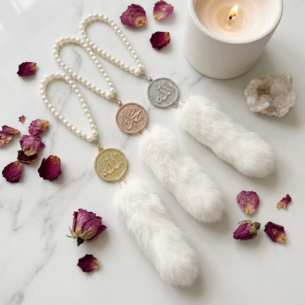 HilalHaven Peaceful Sway Allah Luxe Pearl & Plush Car Pendant - image 1