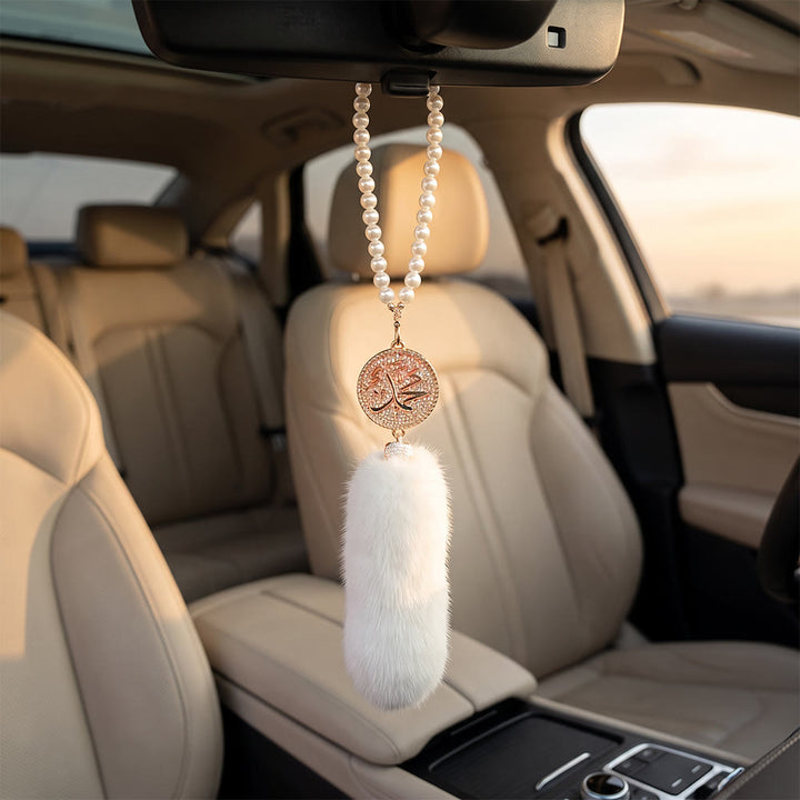 HilalHaven Peaceful Sway Allah Luxe Pearl &amp; Plush Car Pendant - image 3
