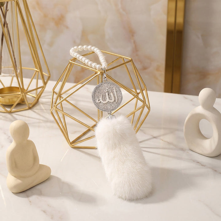 HilalHaven Peaceful Sway Allah Luxe Pearl &amp; Plush Car Pendant - image 8