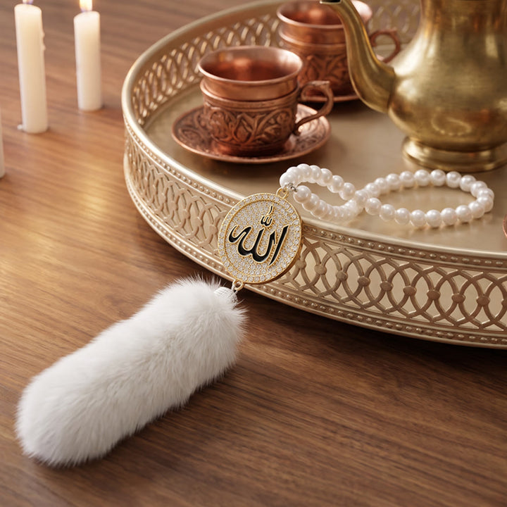 HilalHaven Peaceful Sway Allah Luxe Pearl &amp; Plush Car Pendant - image 6