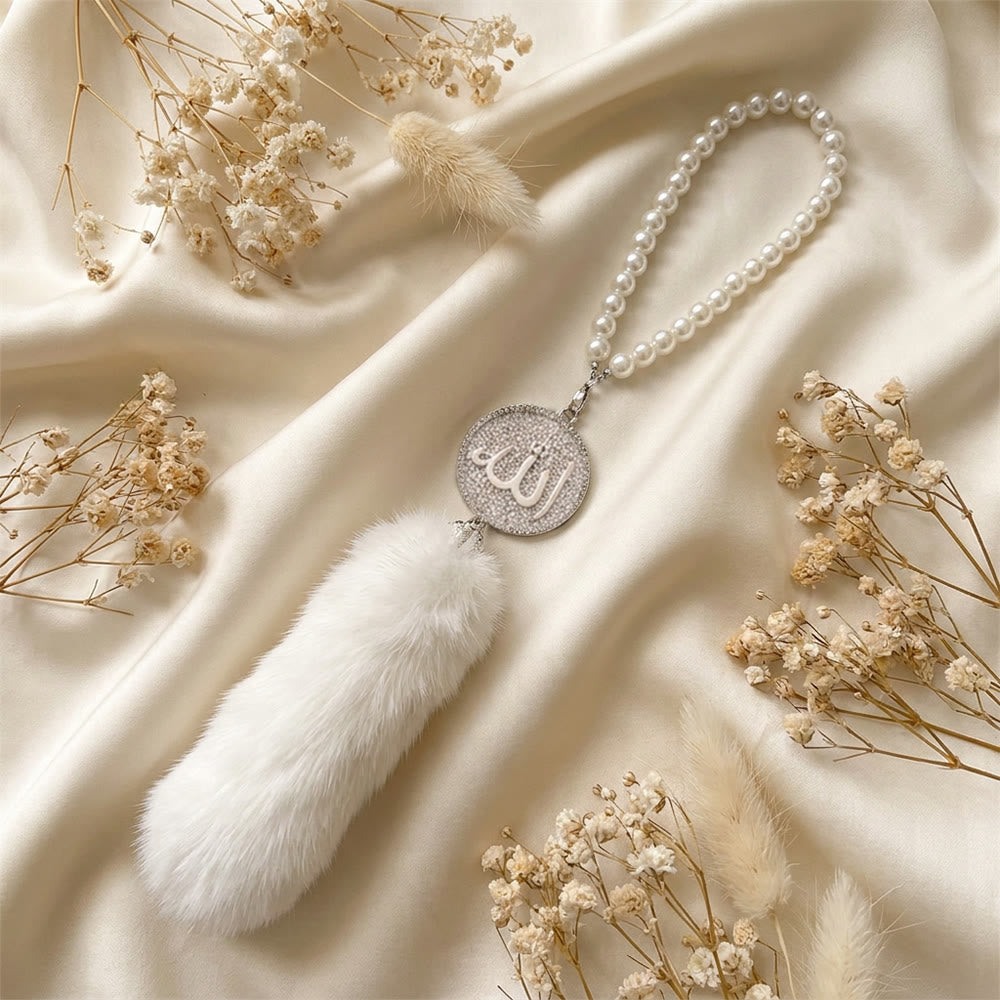 HilalHaven Peaceful Sway Allah Luxe Pearl &amp; Plush Car Pendant - image 7