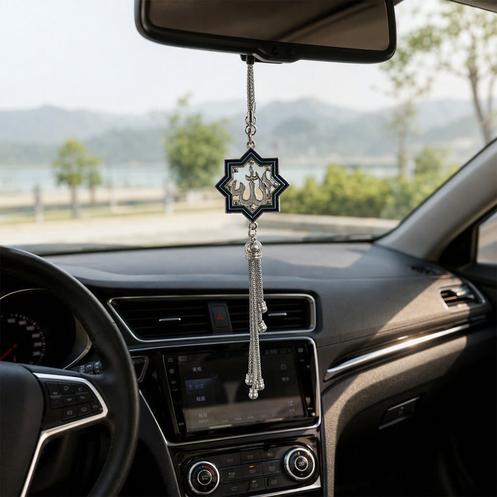 HilalHaven Layered Star Allah Enamel‑Bordered Alloy Car Pendant - image 5