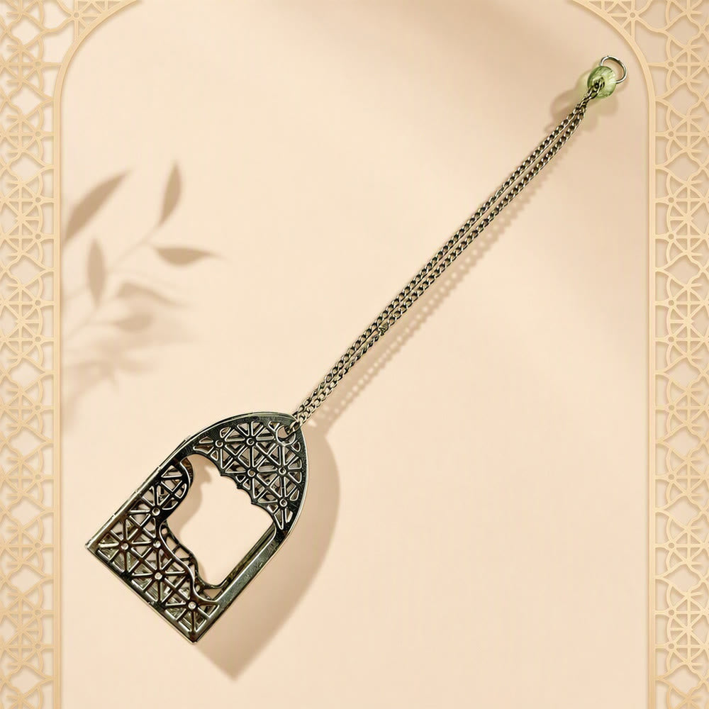HilalHaven Arch Haven Lattice‑Cut Arch‑Shaped Car Pendant - Silver - image 6