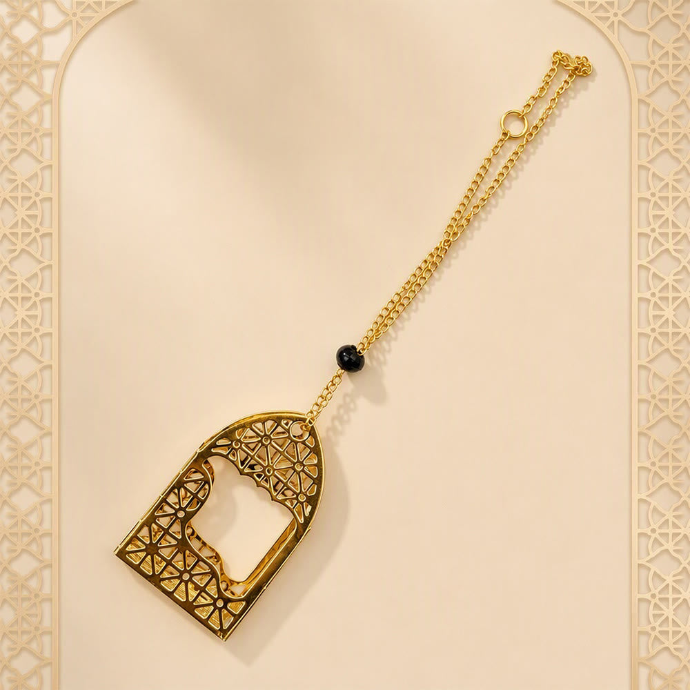 HilalHaven Arch Haven Lattice‑Cut Arch‑Shaped Car Pendant - Golden - image 7