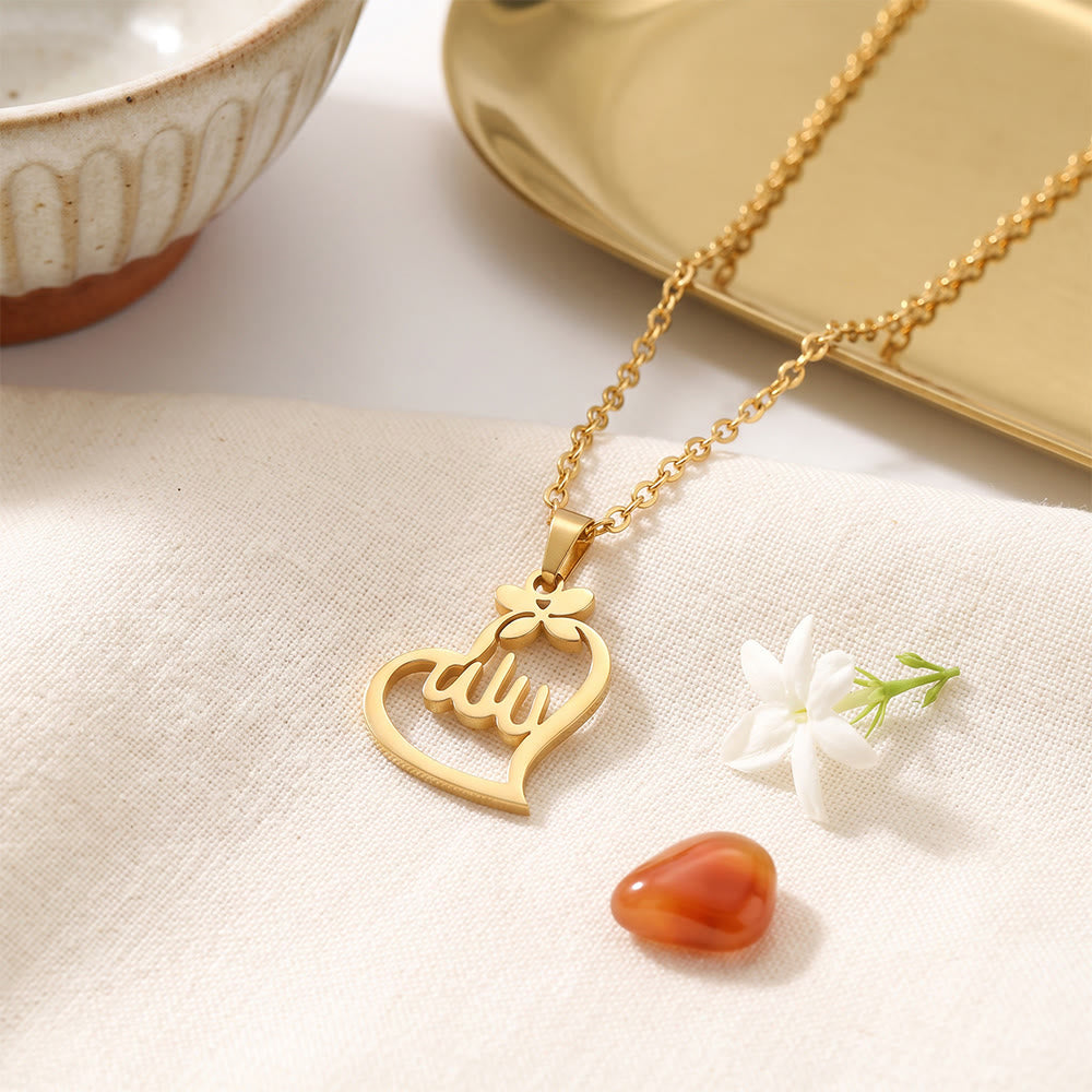 HilalHaven Sacred Whisper Allah Cut‑Out Calligraphic Pendant Necklace - Silver - Heart - image 7
