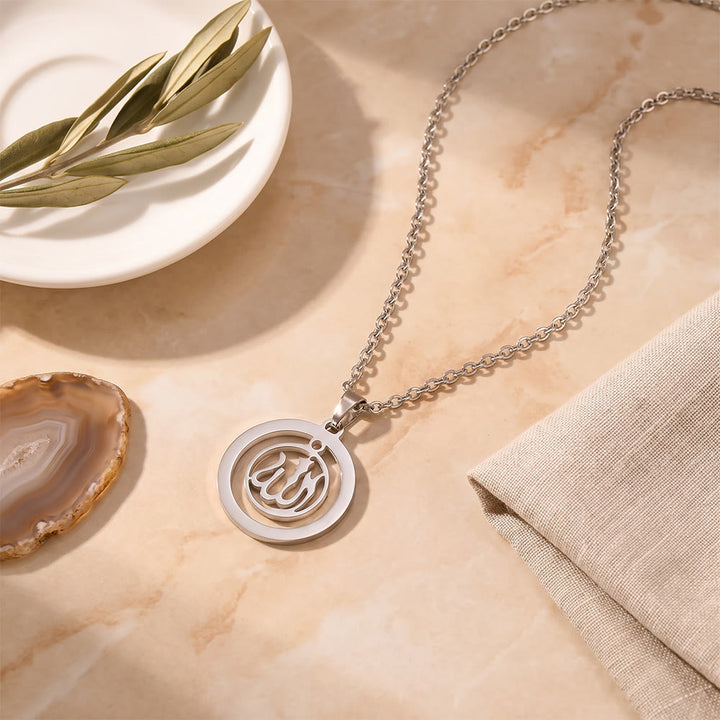 HilalHaven Sacred Whisper Allah Cut‑Out Calligraphic Pendant Necklace - Golden - Teardrop - image 2