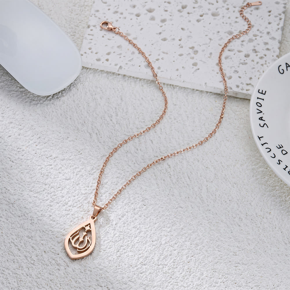 HilalHaven Sacred Whisper Allah Cut‑Out Calligraphic Pendant Necklace - Rose Golden - Teardrop - image 6