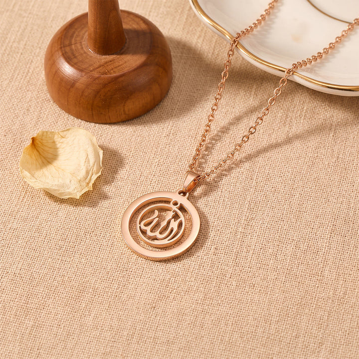 HilalHaven Sacred Whisper Allah Cut‑Out Calligraphic Pendant Necklace - Golden - Heart - image 3