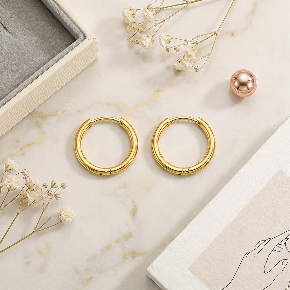 HilalHaven Circal Calm Minimalist Hoop Earrings‑ Polished Unisex Titanium Steel Click‑Loop Ear Rings - image 6