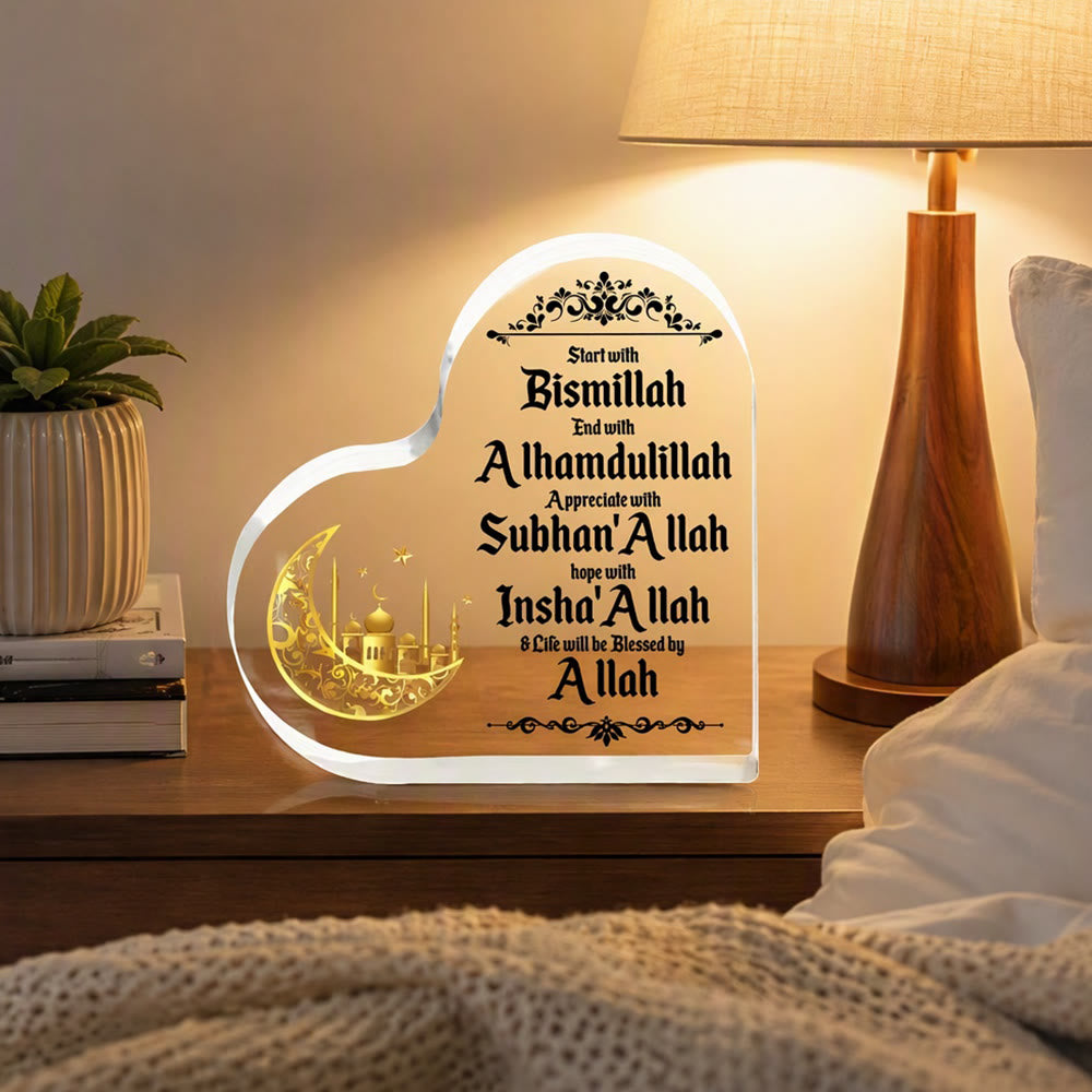 HilalHaven Heart‑Bound Serenity Engraved Acrylic Heart Tabletop Decor - image 5