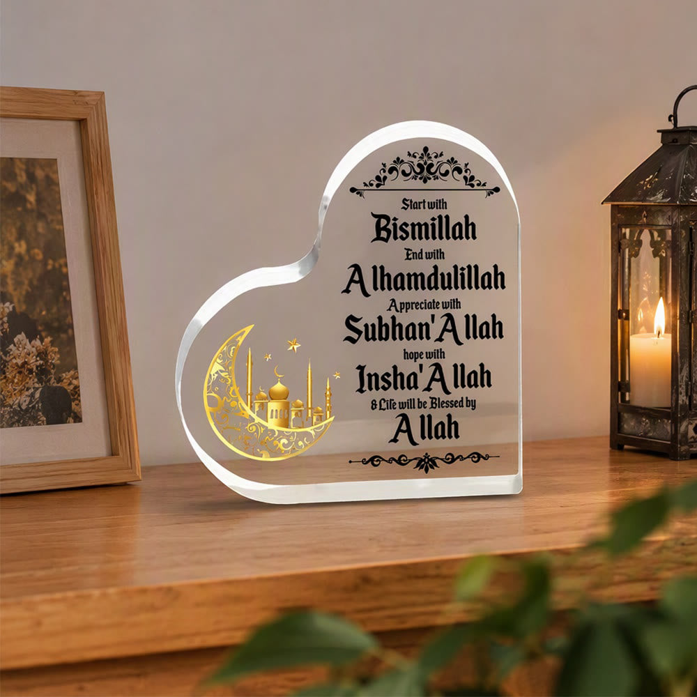 HilalHaven Heart‑Bound Serenity Engraved Acrylic Heart Tabletop Decor - Heart-Shape - image 4