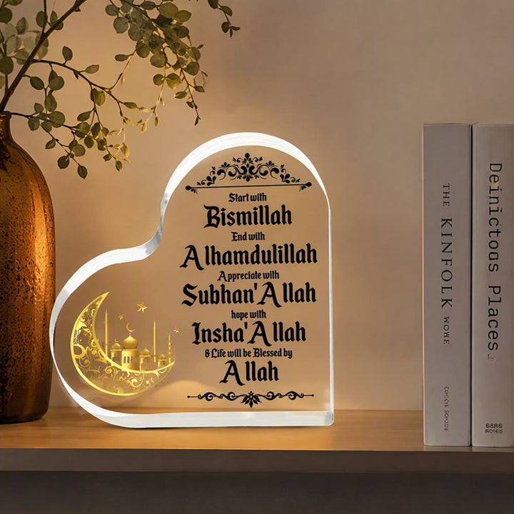 HilalHaven Heart‑Bound Serenity Engraved Acrylic Heart Tabletop Decor - image 6