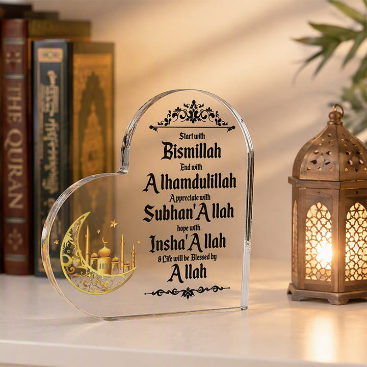 HilalHaven Heart‑Bound Serenity Engraved Acrylic Heart Tabletop Decor - image 7