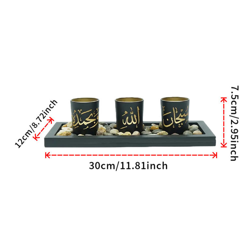 HilalHaven Flame‑Kissed Script Three‑Piece Glass Tealight Holder Set - image 5