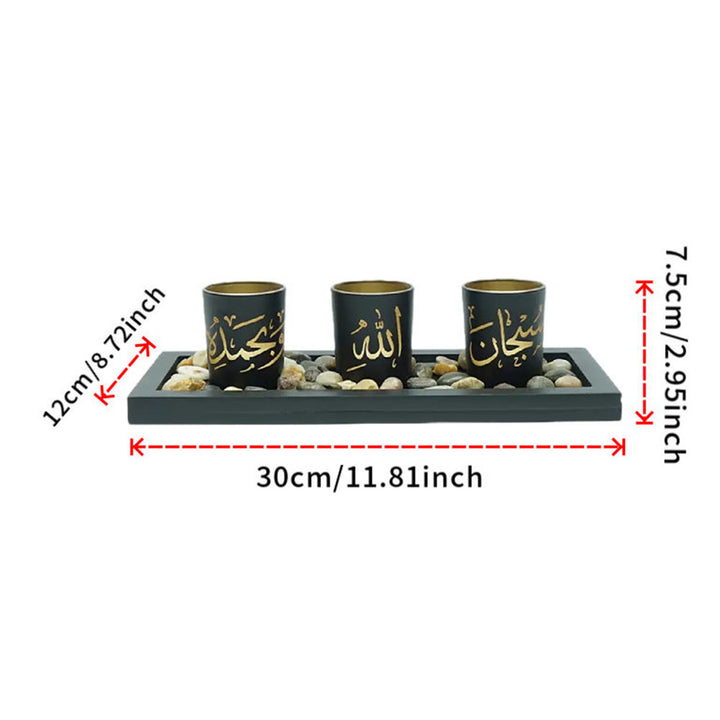 HilalHaven Flame‑Kissed Script Three‑Piece Glass Tealight Holder Set - image 5