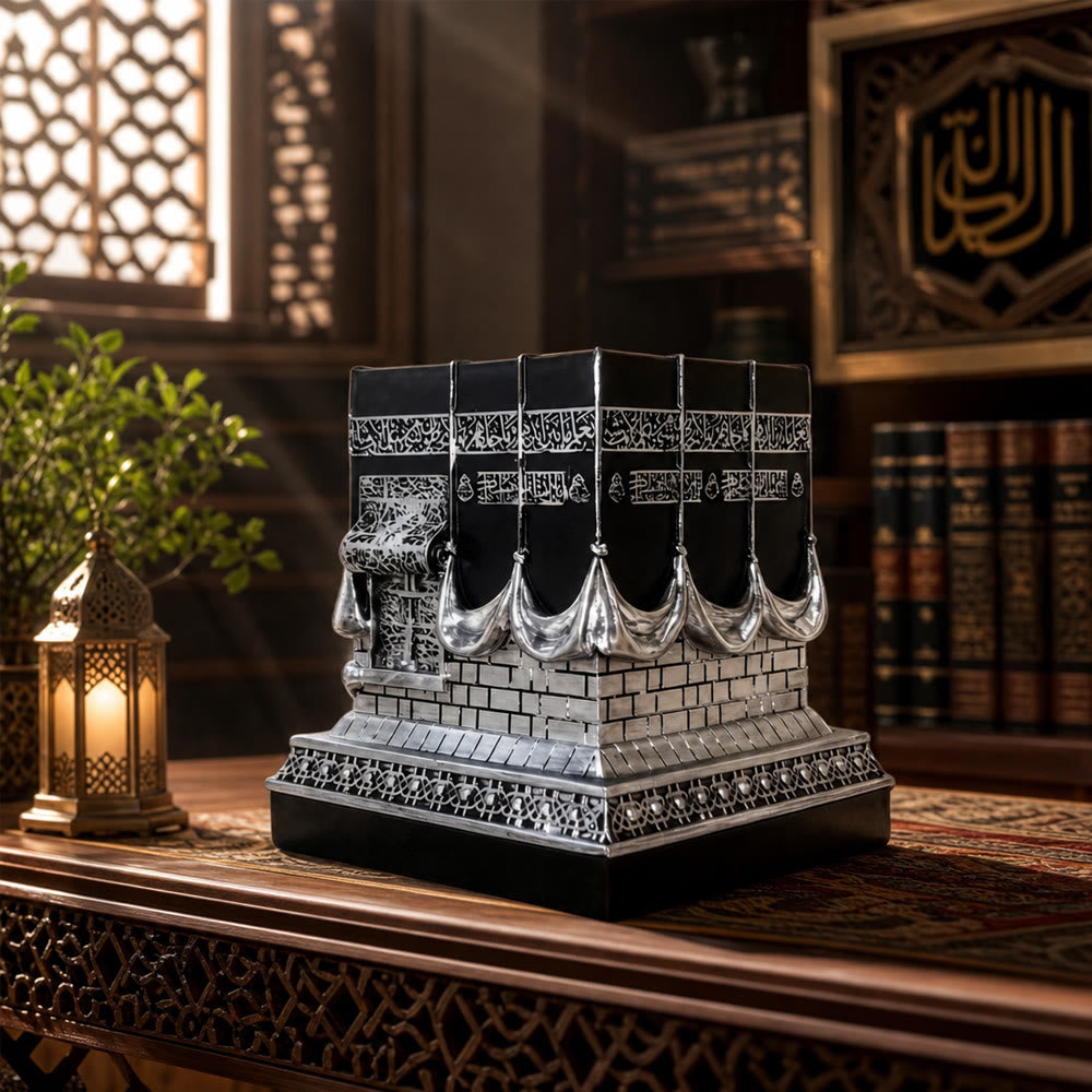 HilalHaven Sacred Horizon Cube‑Shaped Resin Table Sculpture — Ornate Detailed Desktop Decor Statue - image 1