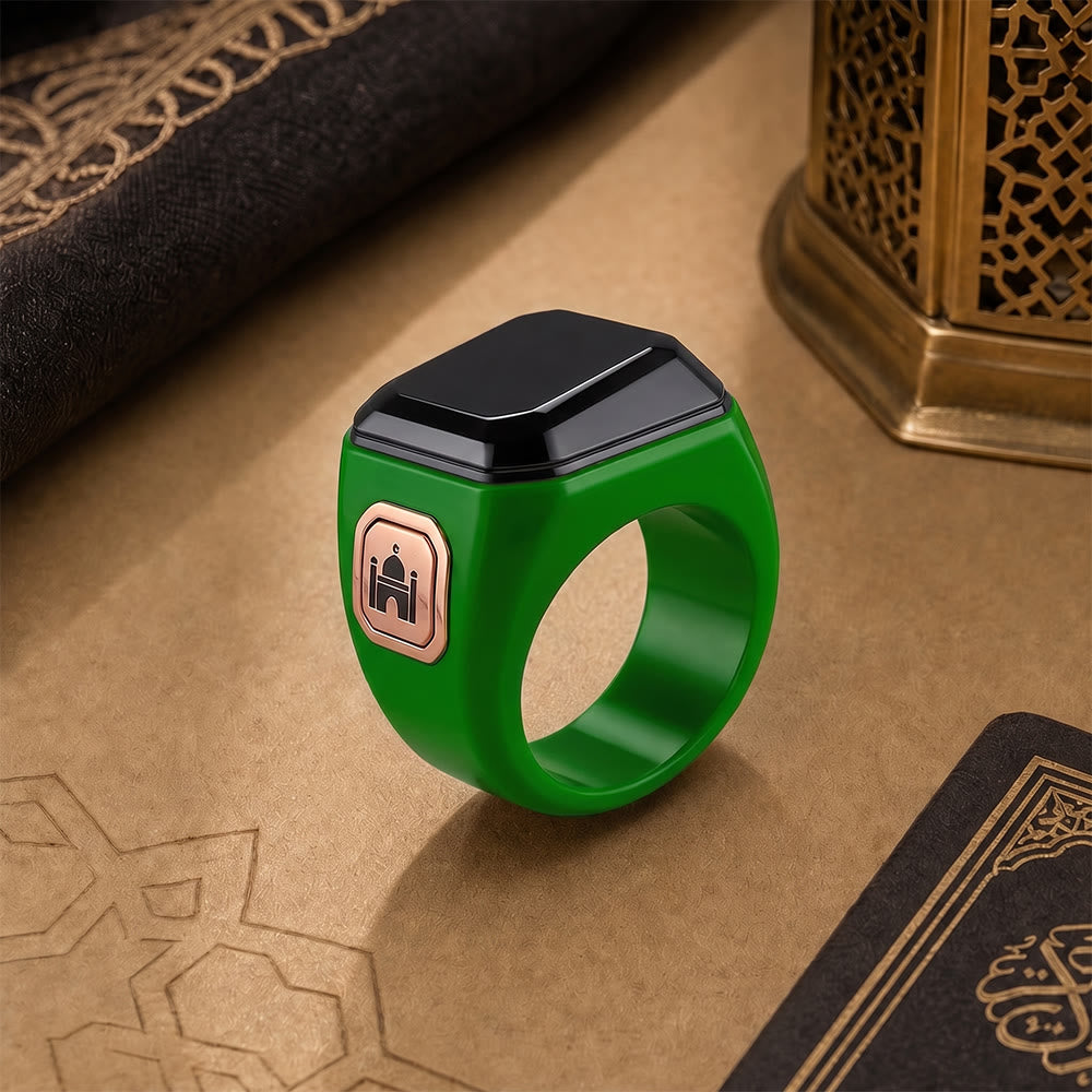 HilalHaven Remembrance Rhythm App‑Connected Smart Tasbih Ring — Bluetooth Dhikr Counter with Prayer Reminder - Green - image 5