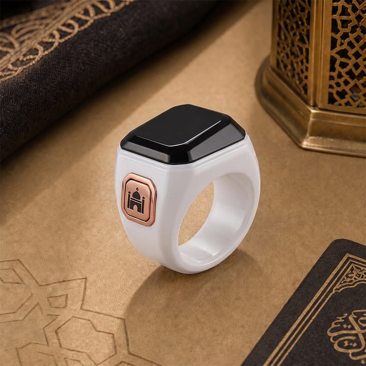 HilalHaven Remembrance Rhythm App‑Connected Smart Tasbih Ring — Bluetooth Dhikr Counter with Prayer Reminder - White - image 4