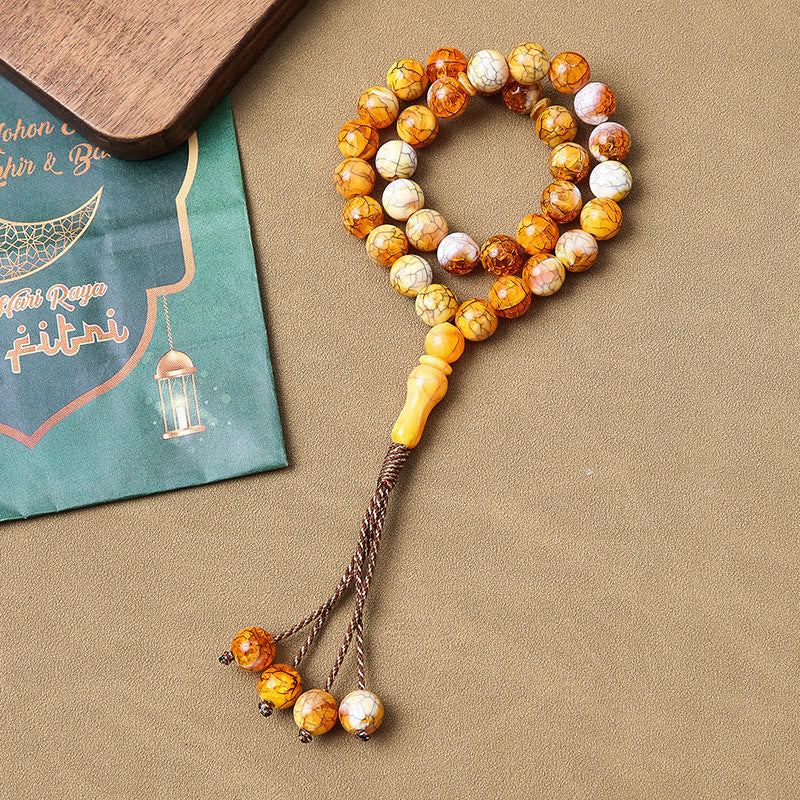 HilalHaven Warm Repose Crack‑Gloss 33 Beads Tasbih - Orange - image 2