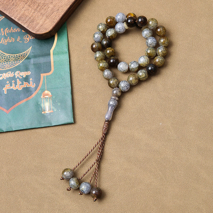 HilalHaven Warm Repose Crack‑Gloss 33 Beads Tasbih - Gray - image 0