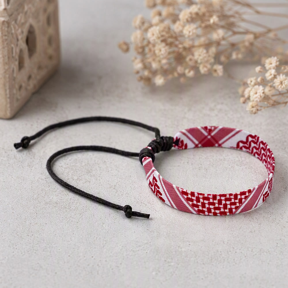 HilalHaven Heritage Weave Palestine Keffiyeh Unisex Woven Fabric Bracelet - image 4