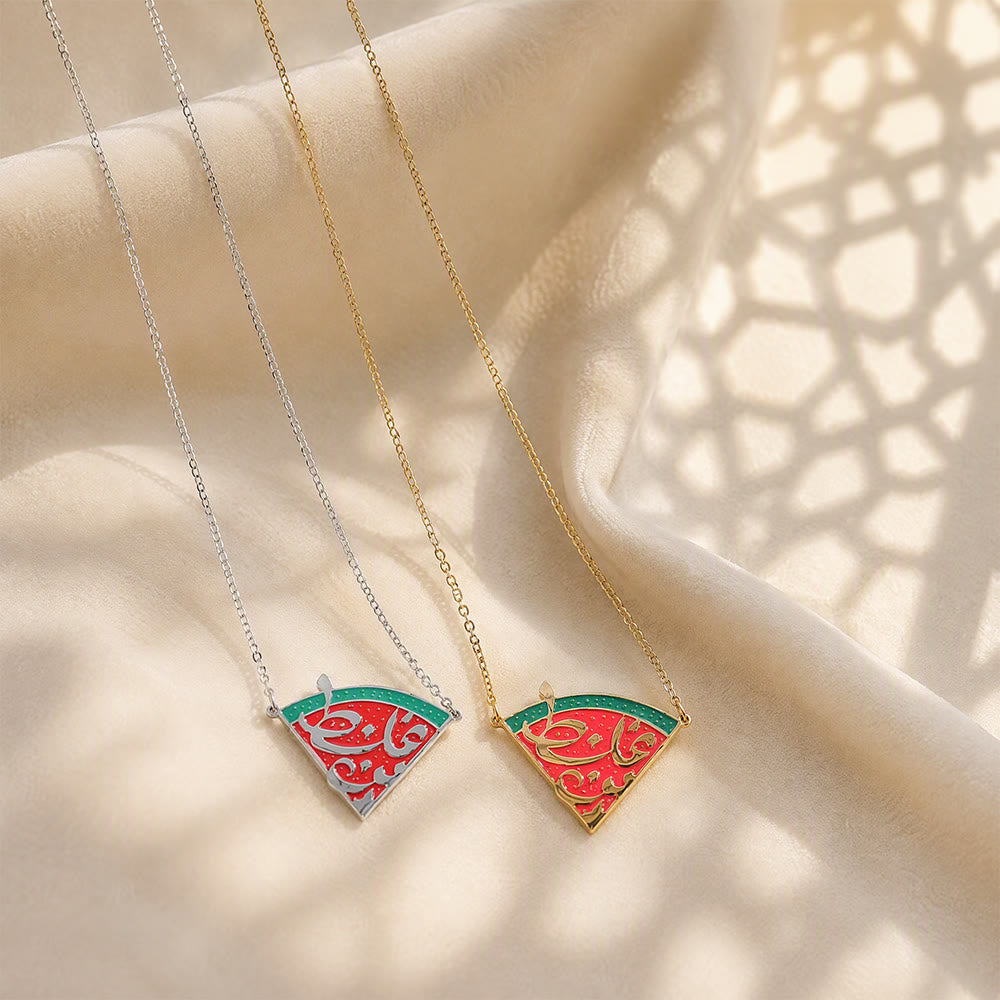 HilalHaven Slice of Hope Palestine Watermelon Calligraphic Statement Necklace - image 7