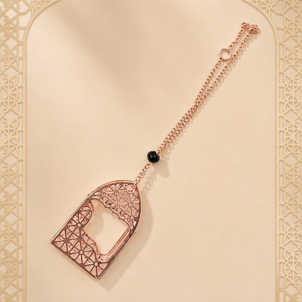HilalHaven Arch Haven Lattice‑Cut Arch‑Shaped Car Pendant - Rose Golden - image 10