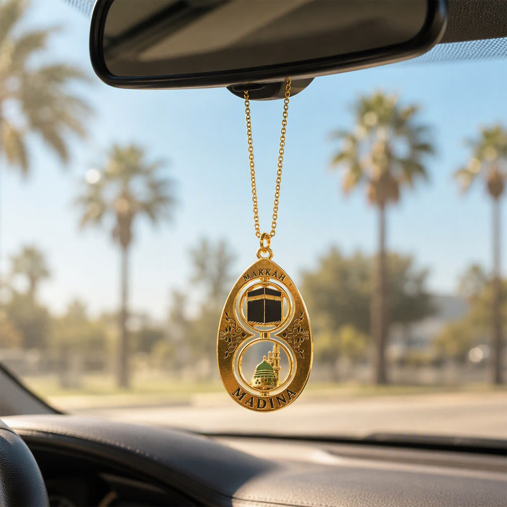 HilalHaven Twin Horizon Landmark‑Inspired Oval Car Pandent - image 0