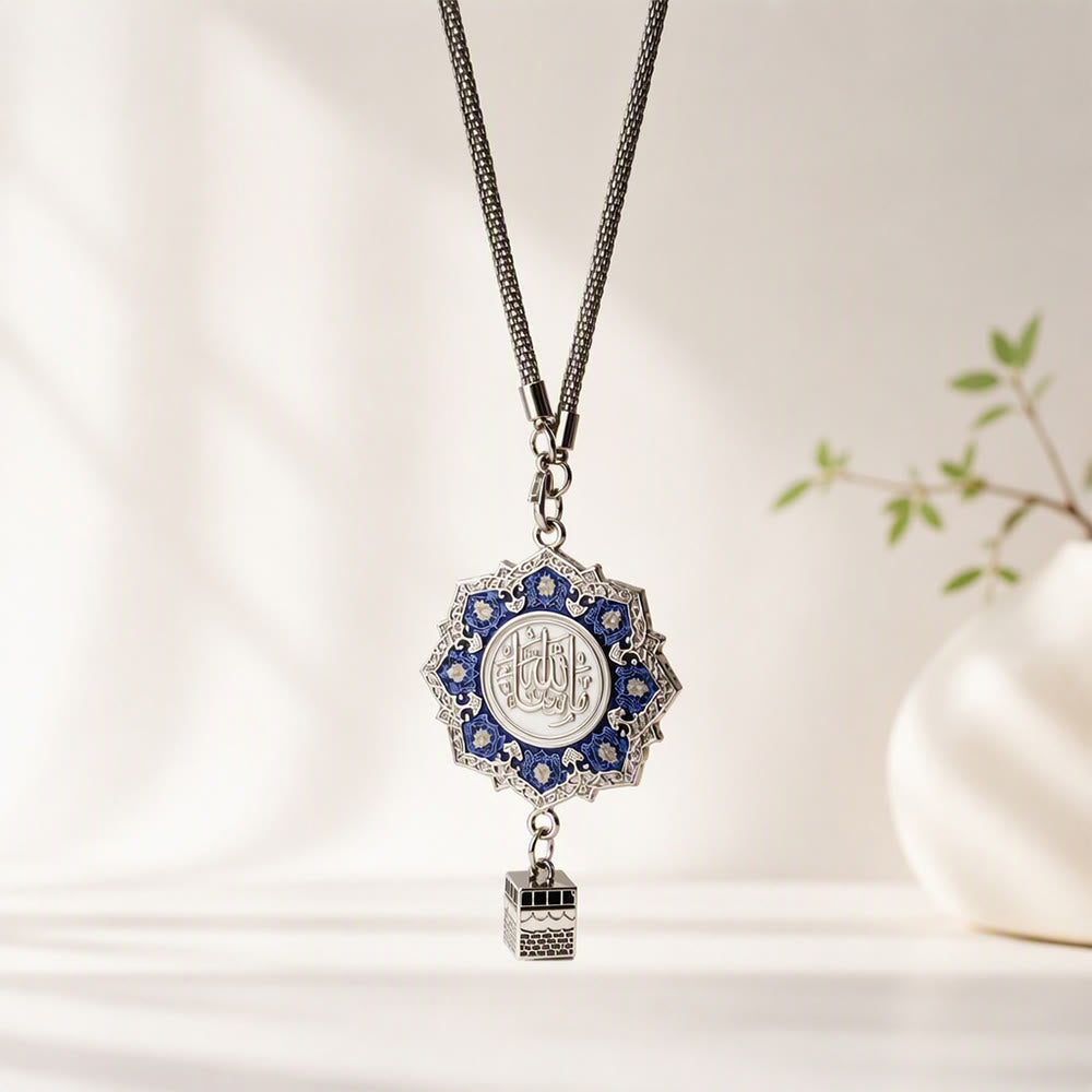 HilalHaven "Rosette Whisper" Octagonal Floral Car Pendant - Silver - image 8