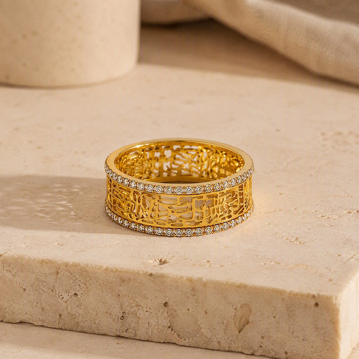 HilalHaven Lace Script Open‑Work Band &amp; Bangle with Crystal Border Jewellery Set - image 14