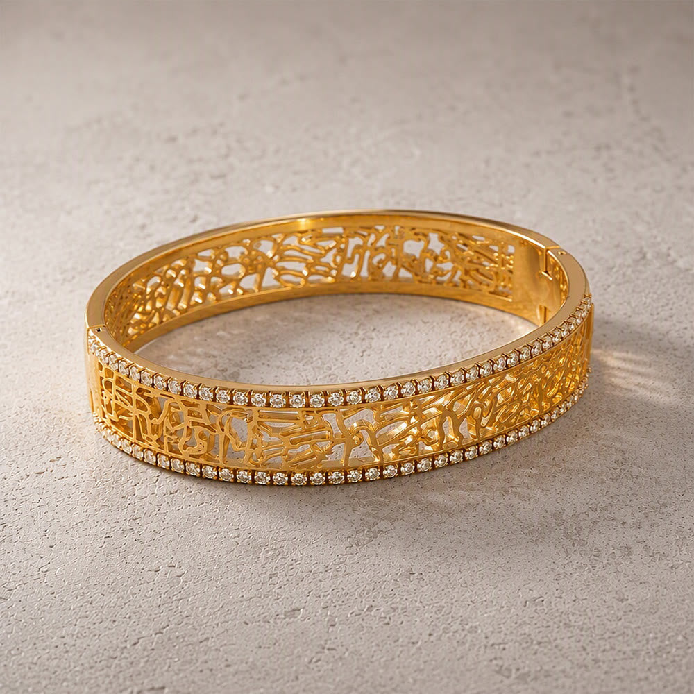 FREE Today: Lace Script Open‑Work Band &amp; Bangle with Crystal Border Jewellery Set - Bracelet - image 6