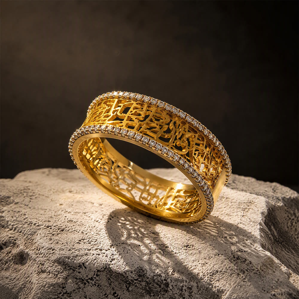 HilalHaven Lace Script Open‑Work Band &amp; Bangle with Crystal Border Jewellery Set - image 15