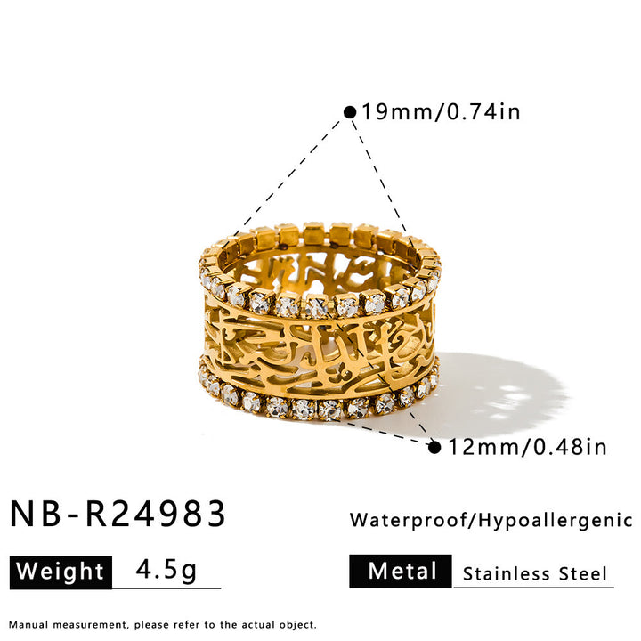 HilalHaven Lace Script Open‑Work Band &amp; Bangle with Crystal Border Jewellery Set - image 16