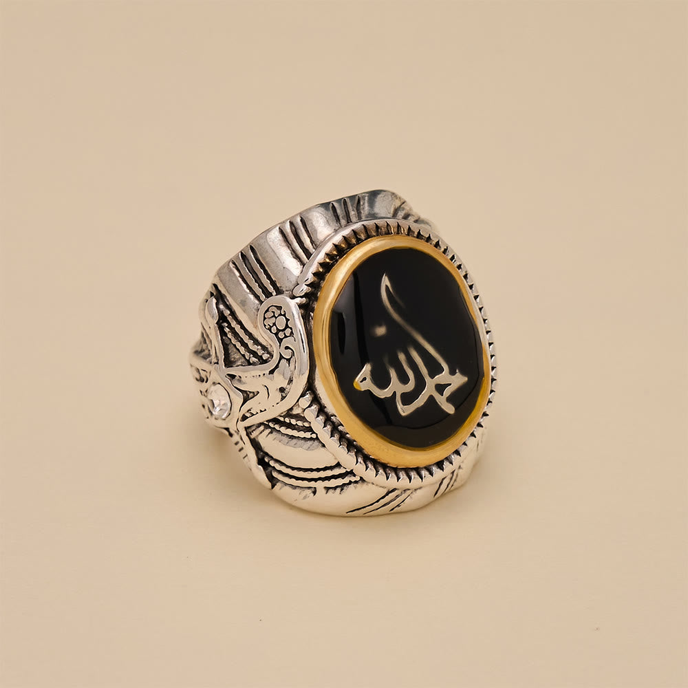 HilalHaven Noble Trace Ornate Oval Signet Ring - image 5