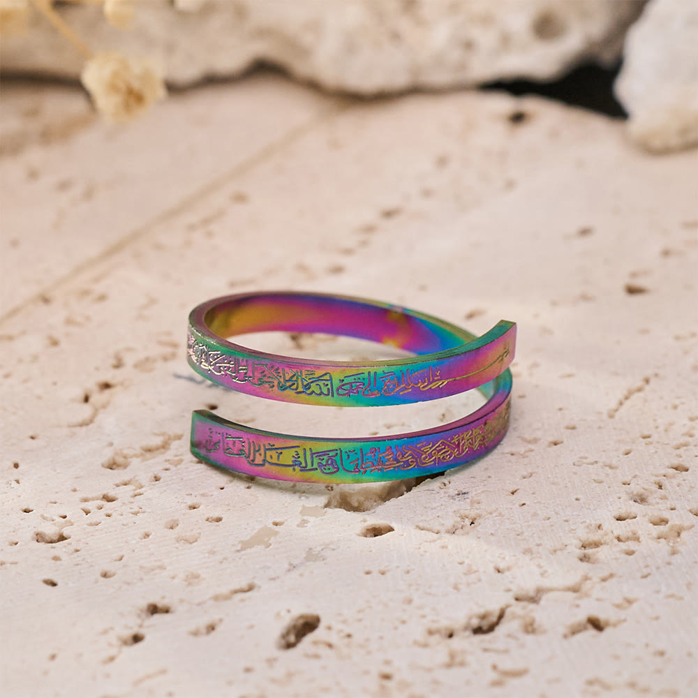 HilalHaven Whispering Line Open‑Band Engraved Ring - Colorful - image 14