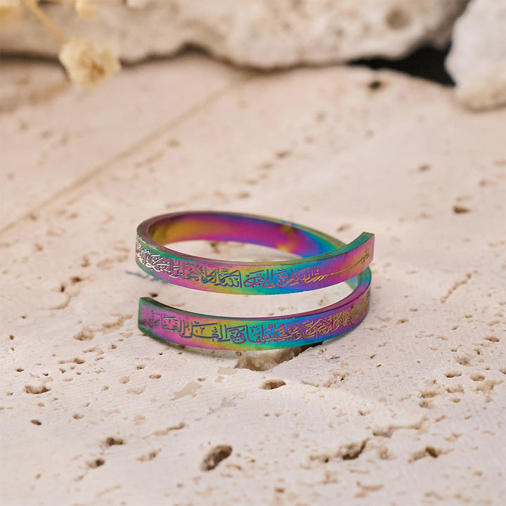 HilalHaven Whispering Line Open‑Band Engraved Ring - Colorful - image 14