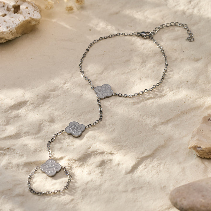 HilalHaven "Rizq-Grace" Petal Trace Botanical Hand Chain - Silver - image 9