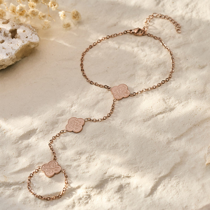 HilalHaven "Rizq-Grace" Petal Trace Botanical Hand Chain - Rose Golden - image 5