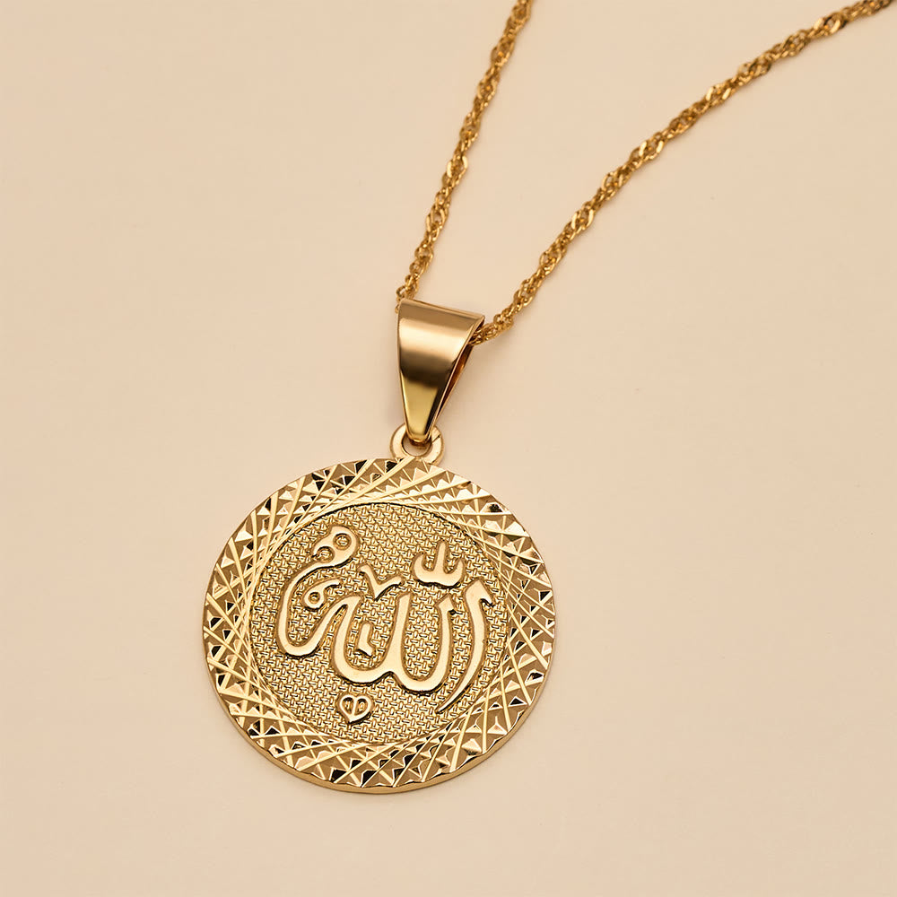 HilalHaven Radiant Seal Allah Engraved Circular Pendant Necklace - image 5