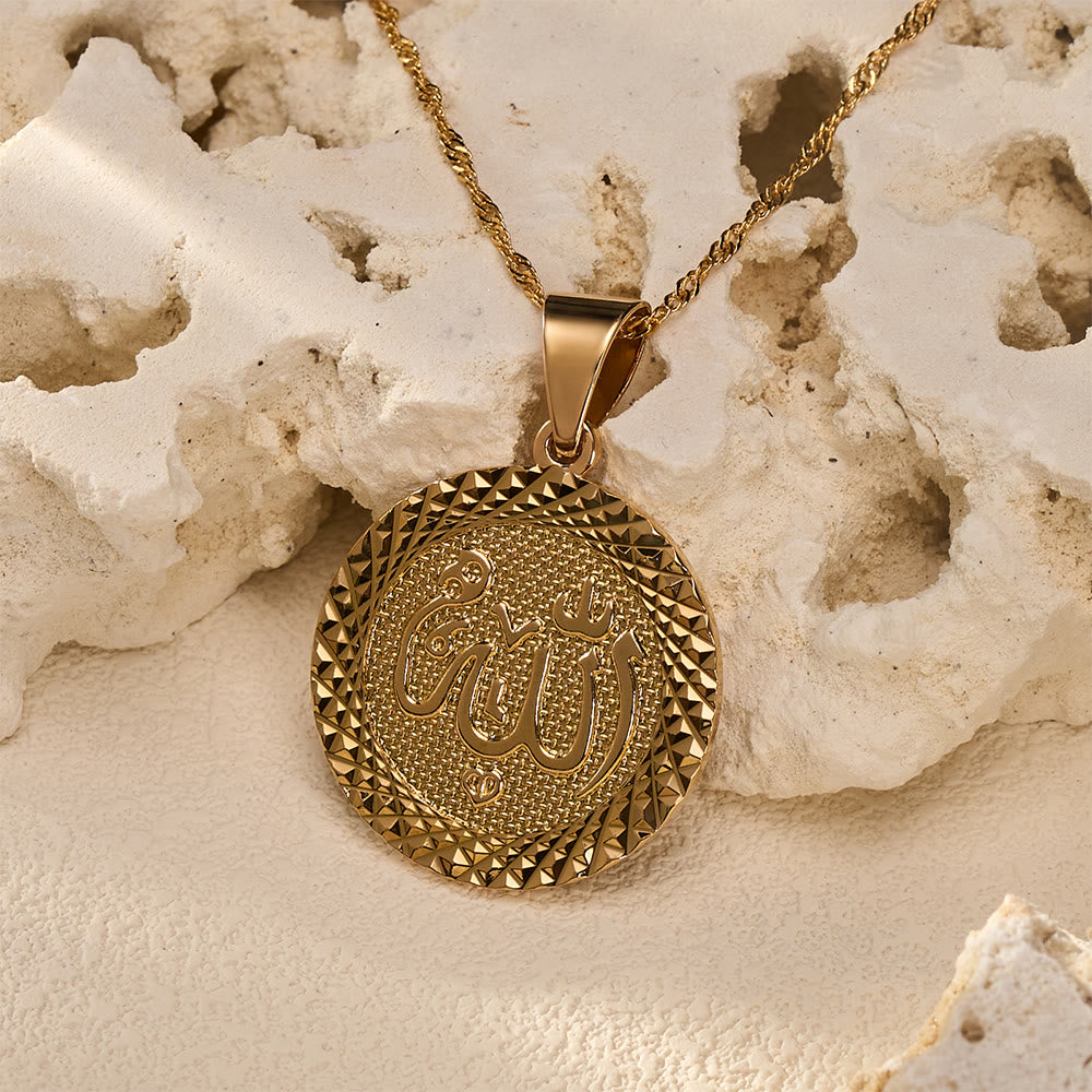 HilalHaven Radiant Seal Allah Engraved Circular Pendant Necklace - image 3