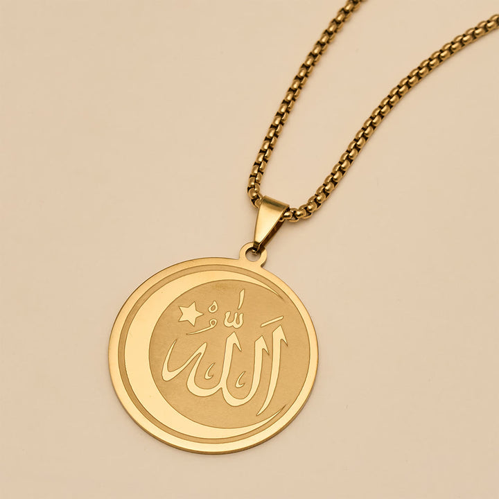 HilalHaven Lunar Seal Round Engraved Pendant Necklace - image 4